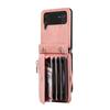 For Samsung Galaxy Z Flip4 5G Case PU Leather+TPU RFID Blocking Card Slots Phone Cover with 2 Straps