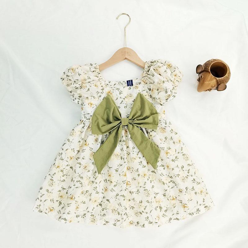 

Корейское платье принцессы с цветочным принтом: Юбка с бантом и рукавами-фонариками для девочки 110cm