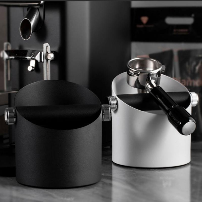 Coffee Knock Box Stainless Steel Shock Absorbent Espresso Knock Box Coffee Grind Dump Bin with Nonslip Base Accessories