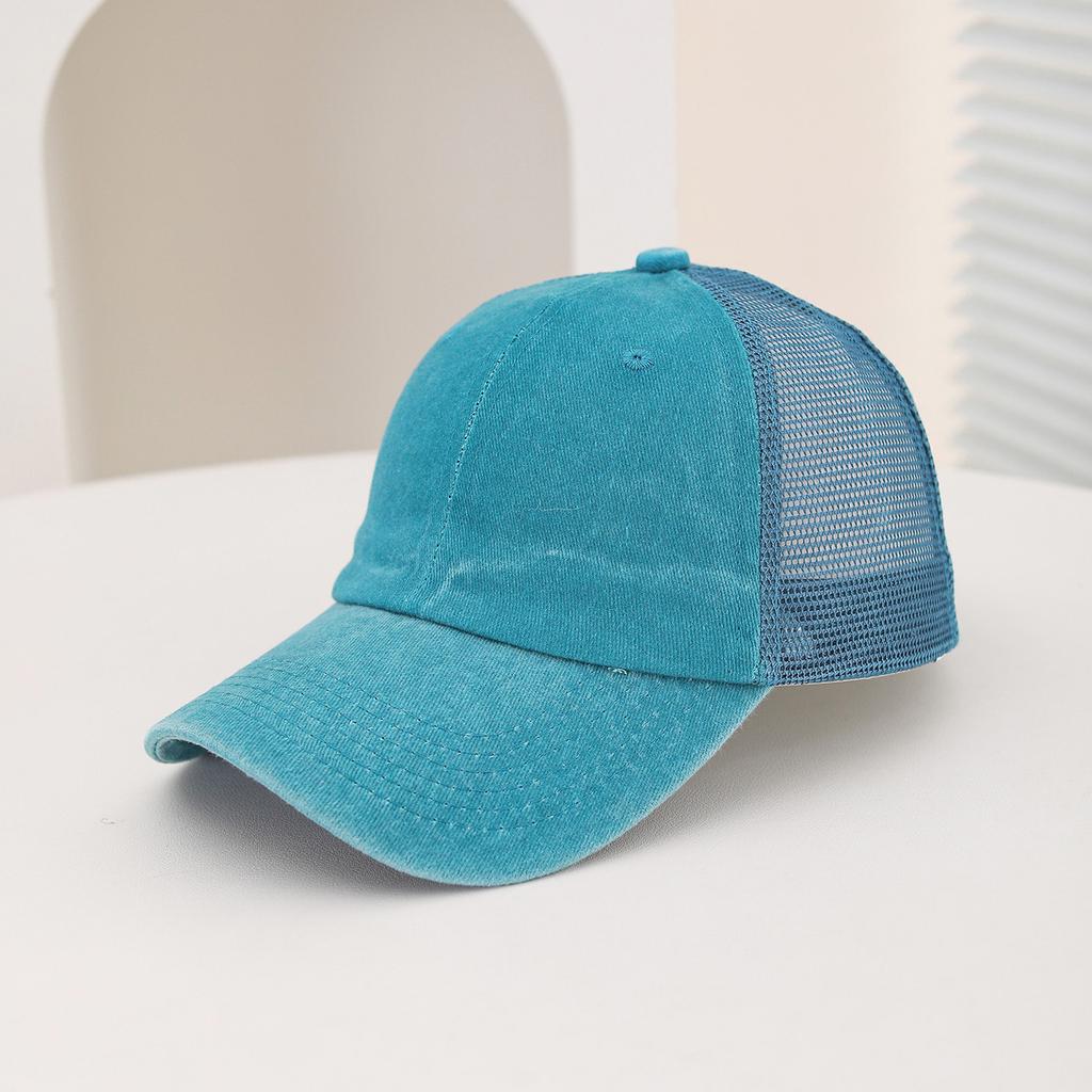 Casual Water-washed Mesh Baseball Cap, Adjustable Curved Brim Baseball Cap, Summer Sweat-absorbing and Breathable Sun Hat