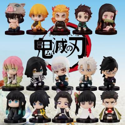 Dämonentöter Kimetsu No Yaiba Actionfiguren – Kamado Tanjirou mit Q-Version PVC-Modellspielzeug – Anime Zenitsu und Nezuko