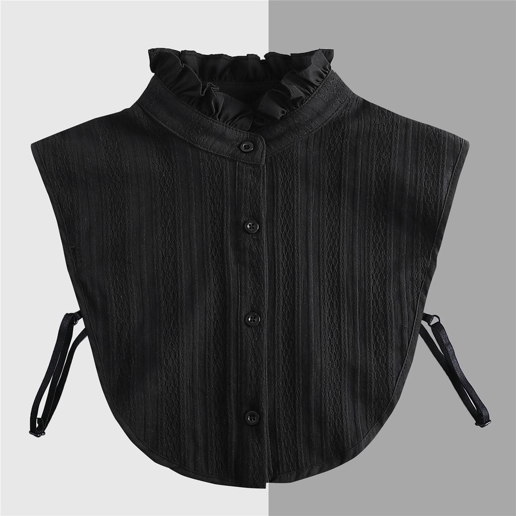 Brown/Polka Dots Shirt Detachable Collor for Mens and Women Lapel Stand Button Fake Collar Female Casual Sweater False Collar