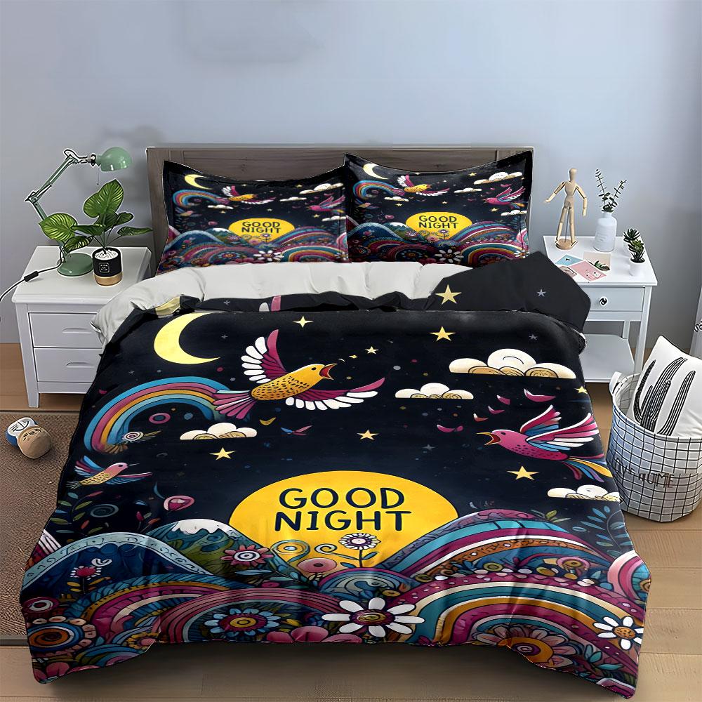 Birds, rainbows, and stars. Bedding sets Duvet cover sets Duvet covers Pillowcases(1 * Duvet Cover 2 * Pillowcases without duvet insert)