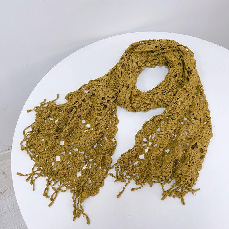 Sweet Spring And Autumn Lace Cotton Scarf Women's Knitting Soft Thin Small Shawl Winter Warm Scarves