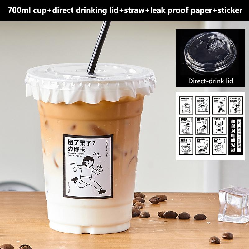10Pcs Clear Plastic Cup With Strawless Lids Disposable Cups For Iced Coffee Or Juice Party Smoothie Milkshake Cold Drinks