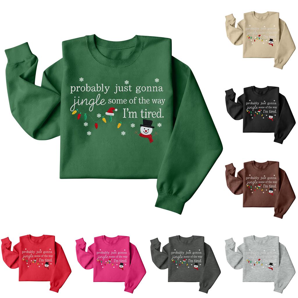 Christmas T-Shirts And Sweatshirts, Women'S Sweatshirts, Long-Sleeved Pullover Sweatshirts, Women'S Long-Sleeved Tops