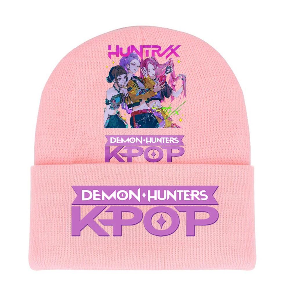 Kpop Demon Hunters HUNTRIX SAJABOYS Letter Printed Rolled-edge Woolen Knitted Cap Thickened Cold Season Adult Hat Fans Birth Date Present