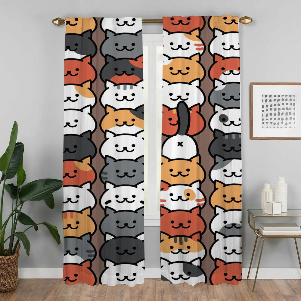 Niedliche Illustration Verdunkelungsvorhänge für Wohnzimmer Fenster Vorhänge Jalousien Raumteiler Tüll für Schlafzimmer Vorhänge 2 Stück Küche