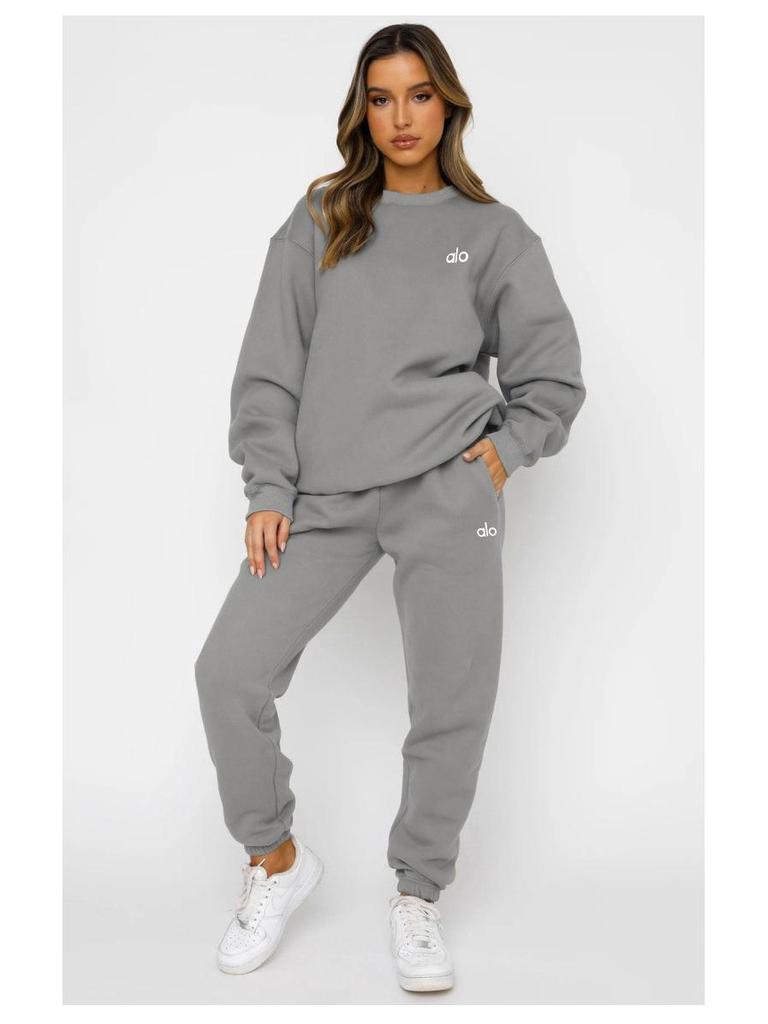 Women's Autumn/Winter Casual Printed Hoodie & Long Pants Set - European & American Style