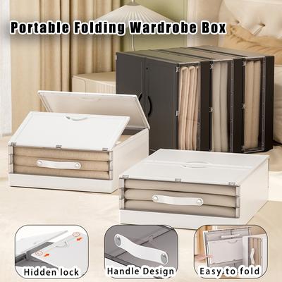 Portable Wardrobe Box Folding Storage Organizer For Clothes Pants Underwear Sheet Storage Bin For Home Multifunction Organizers