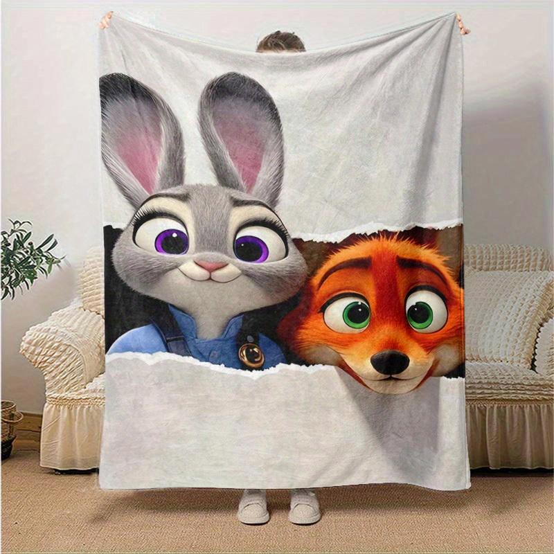 1pc, Zootopia Movie Characters Home Decor Blanket Perfect for Sofa, Couch, Bed, Travel, Camping, Car, Beach, Office Nap Soft Throw Gift