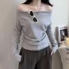R6Q2025 Summer Stylish Korean Slimming One-Shoulder Long Sleeve Women's Top - Early Autumn Versatile Collection