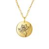 Birth Flower Pendant Necklace Women Stainless Steel Flora Gladiolus Poppy Peony Rose Daisy Necklace Personalized Jewelry