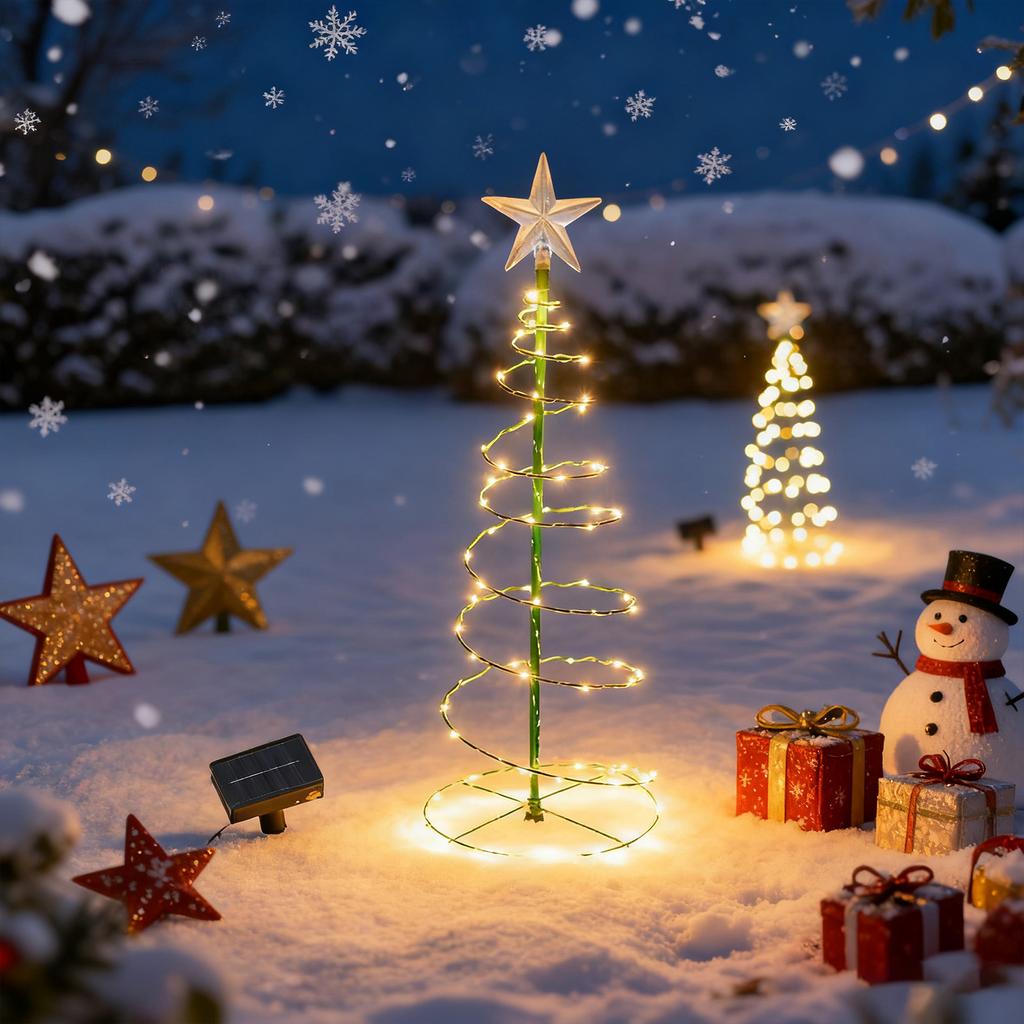 Christmas Solar Lights, Christmas Tree Decoration Floor Insert Lights, Warm Light Strip Lights Are Suitable For Outdoor And Courtyard Decoration