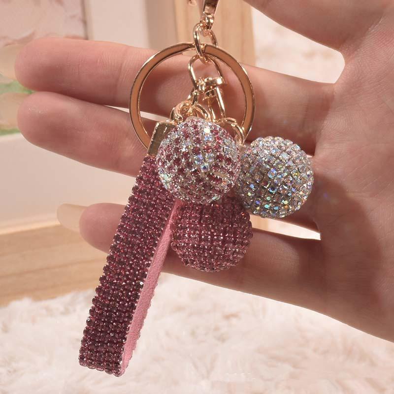 Diamond Studded Small Round Ball Keychain, Small Round Ball Car Key Pendant, Gift Rhinestone Cute Pendant