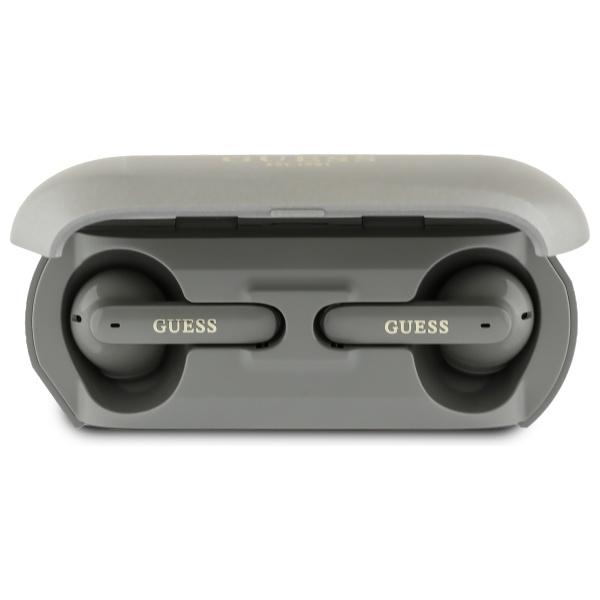 Guess Słuchawki Bluetooth Gutwsc2Mcdse   Tws + Stacja Dokująca Taupe Elongated Metalic Printed Logo