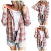 Women's  And Winter Plaid Print Cardigan Long Sleeve Lapel Hoodie