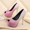 Platform Heels Wedding Shoes Women Pumps 2025 Peep Toe Dress Nightclub Thin High Heels Sequined Cloth Ladies Shoes