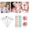 37 stk sett nail art børster penn prikkeverktøy manikyr rhinestones perle dekorasjon