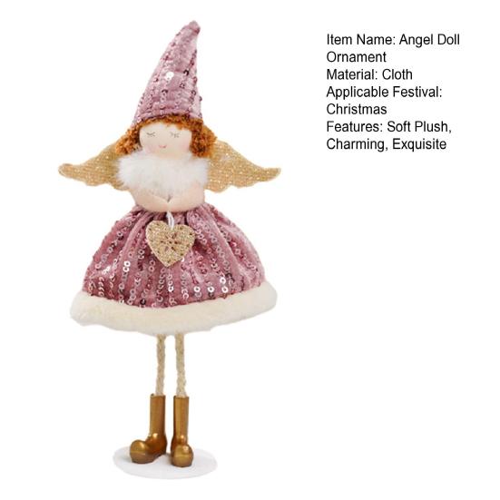 Christmas Angel Doll Ornament Handcrafted Fabric Angel Doll Plush Fairy Elf Figurine for Christmas Party New Year Birthday Wedding Decor