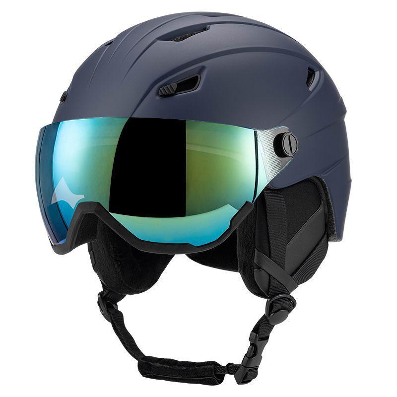Unisex Skiing Snow Helmet With Integrated Goggle Lens Protection Adults Outdoor Winter Sports Safety Gear