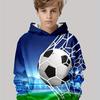 Autumn Winter 3D Football Printed Hoodies Fashionable Casual Warm Sports Long Sleeved Children's Boy Hooded Sweatshirts