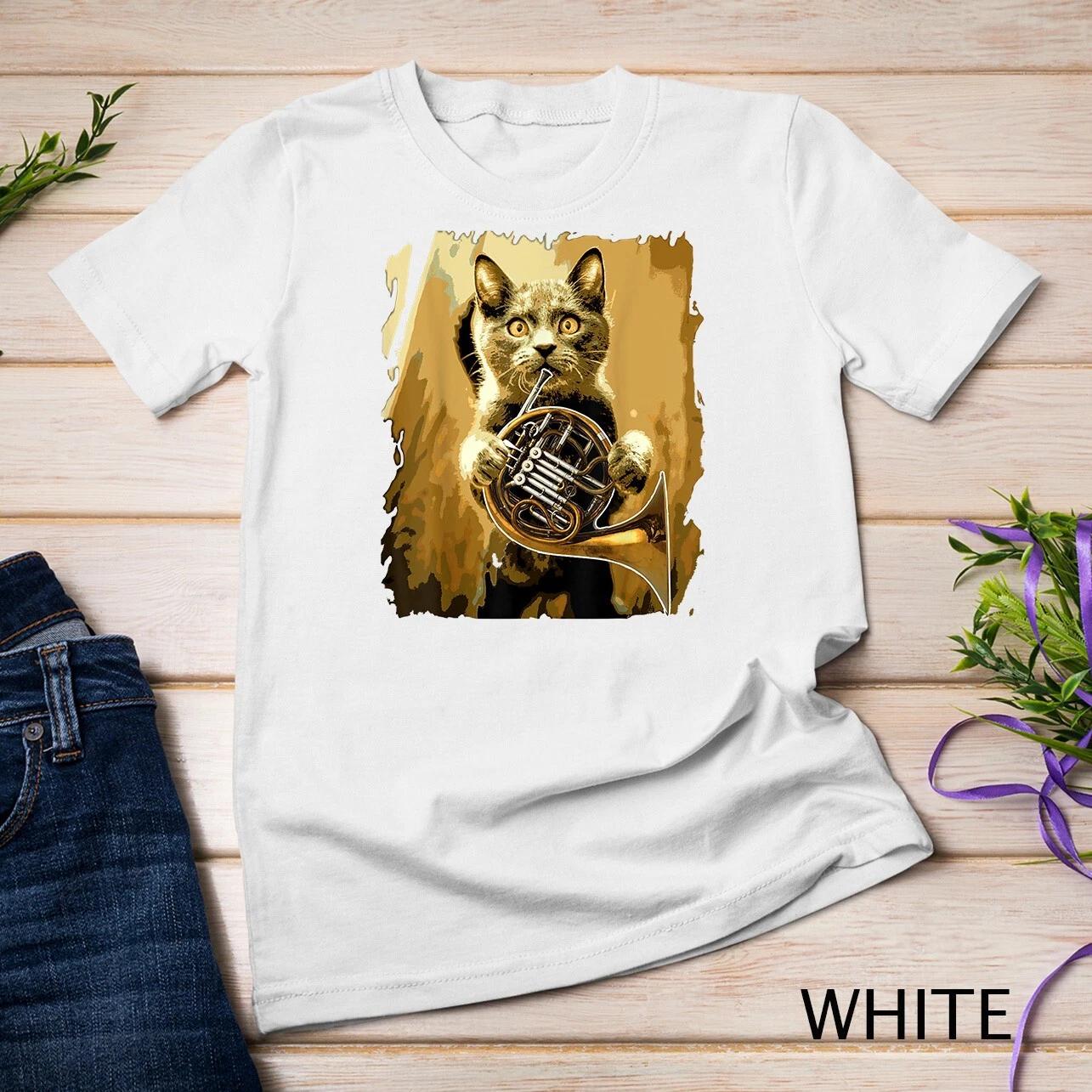 French Horn Player funny cat T-Shirt Unisex T-shirt 4XL