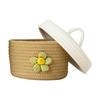 Lidded Large Cotton Rope Storage Basket Round Woven Organizer Multipurpose Suitable for Living Room Bedroom Sundries Storage