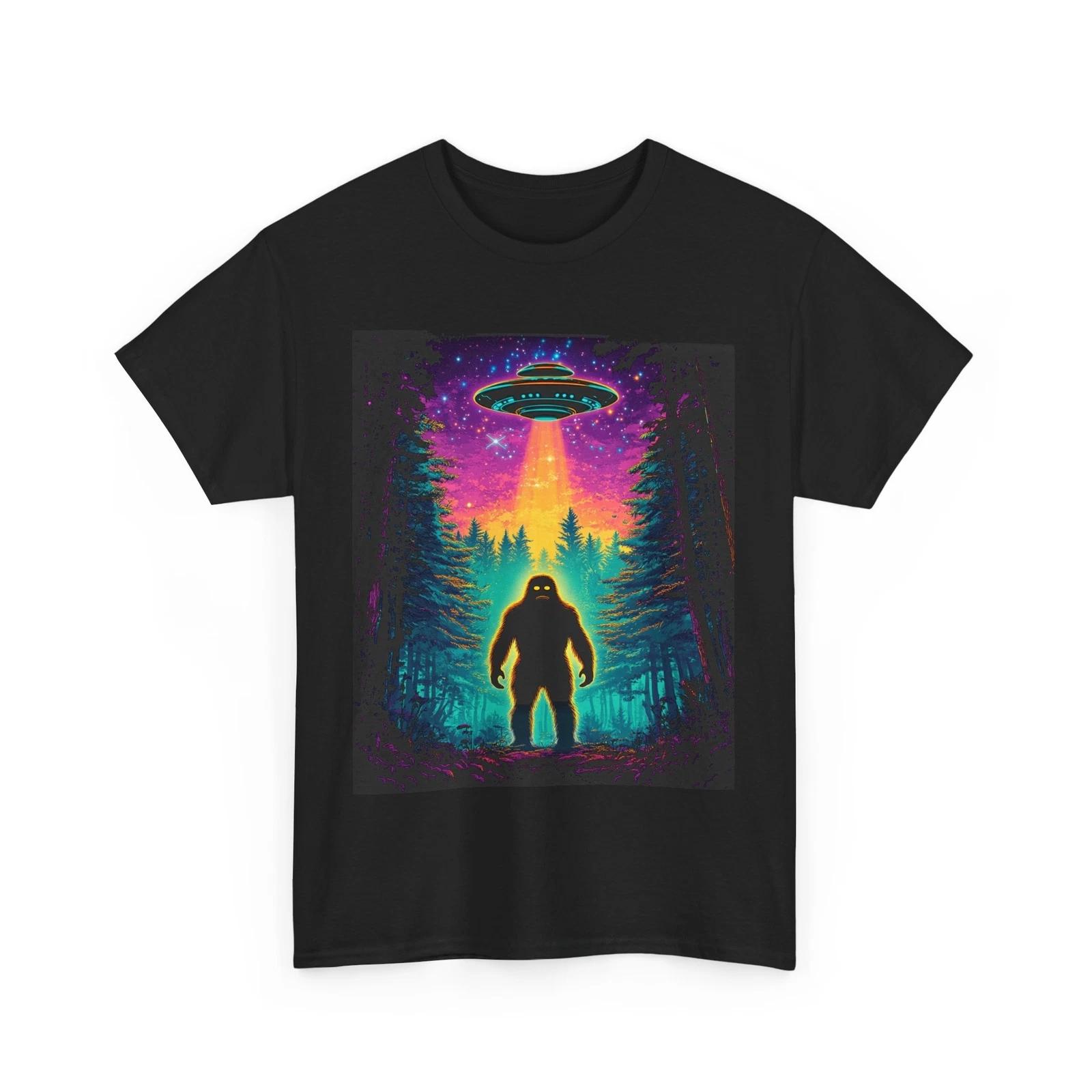 Bigfoot & UFO Alien Shirt | Space Exploration T-Shirt | Alien UFO Graphic Tee S