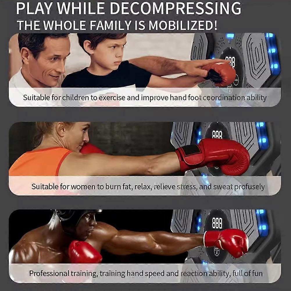 2025 Music Boxing Machine for Adults Kids, Smart Bluetooth Boxing Training Equipment with Gloves, Wall Mounted Punching Machine for Home Gym Office