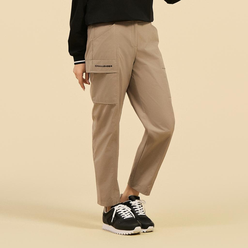 CHALLENGER Women'S Cut-Line Tapered Modified Pocket Cargo Pants Beige