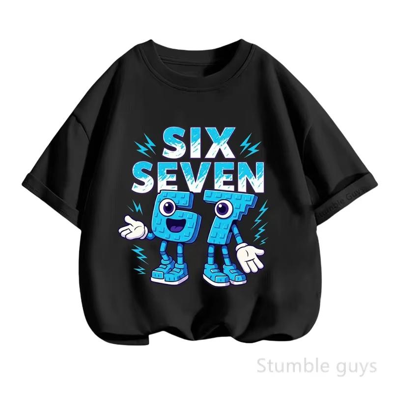 Kids Green Six Seven 67 Colorful Lightning Pixel TShirt Soft Cotton Cute Teedf0186