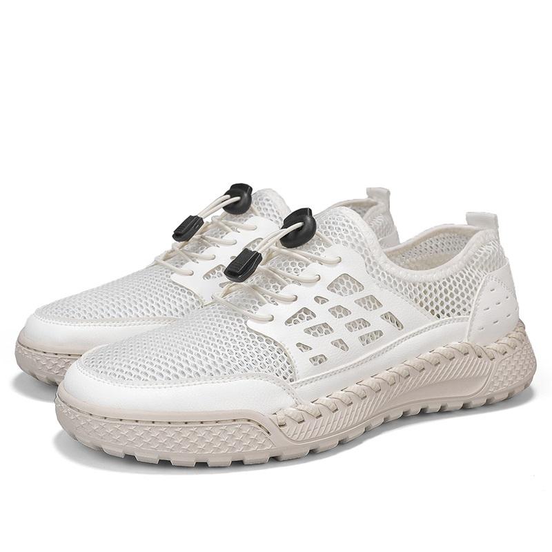 Fashion 2025 Spring Autumn Men's Outdoor Shoes Mesh Surface Hollow Breathable Travel Sports Shoes Lightweight Casual Shoes Mesh Flats