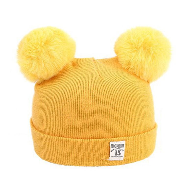 Autumn Winter Baby Warm Knitted Hats With Pom Kids Knit Beanie Hat Solid Color Children'S Caps Baby Hat For Boys Girls