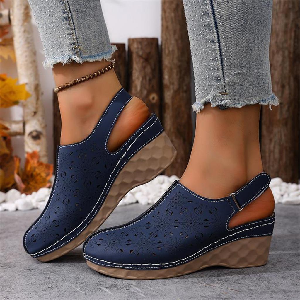 Adjustable Wedge Heel Versatile Platform Plus Size Casual Stylish Simple Closed Two Strap Sandals Women Slide Sandals For Women