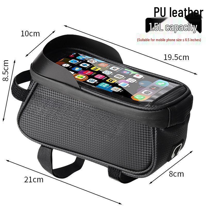 Waterproof Bicycle Top Tube Bag with Mobile Phone Holder and Saddle Storage