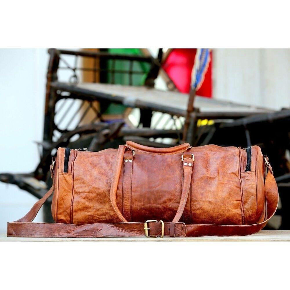 Pánska nová cestovná taška Duffel z pravej kože, ramenná, vintage, na víkend