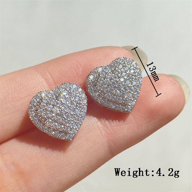 ZAKOL Loving Heart Zirconia Stud Earrings For Women Girls Copper Color Metal Crystal Ears Accessories Wedding Zircon Gifts