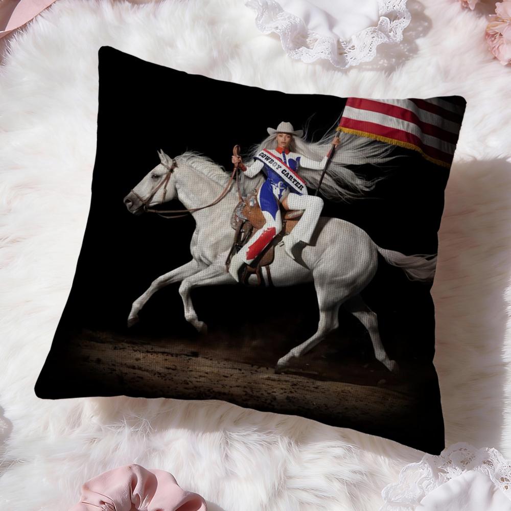 Singer B-Beyonce Cowboy Cushion Cover Premium Comfort Reversible Pillow Cove -Two In One Design for Any Room & Car Interior