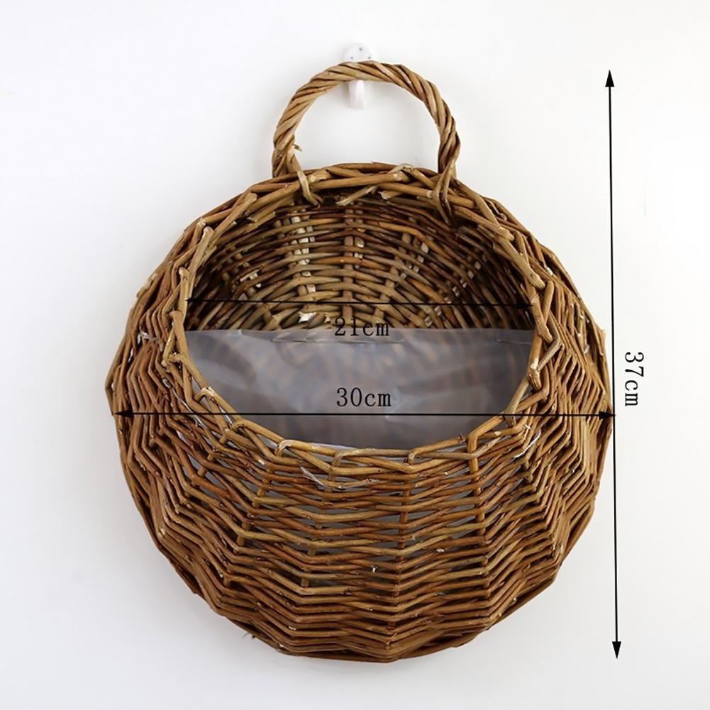 Handmade Wicker Rattan Basket Nest Flower Pot Planter Hanging Vase Container