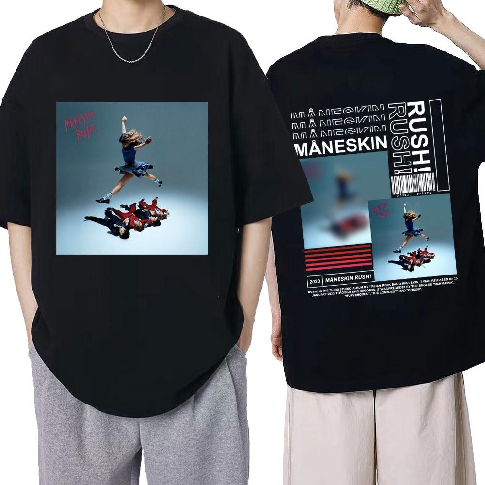 

Italian Rock Band Maneskin T Shirt Music Album Rush T-shirts Men Women Hip Hop Oversized Cotton Fashion Tees S