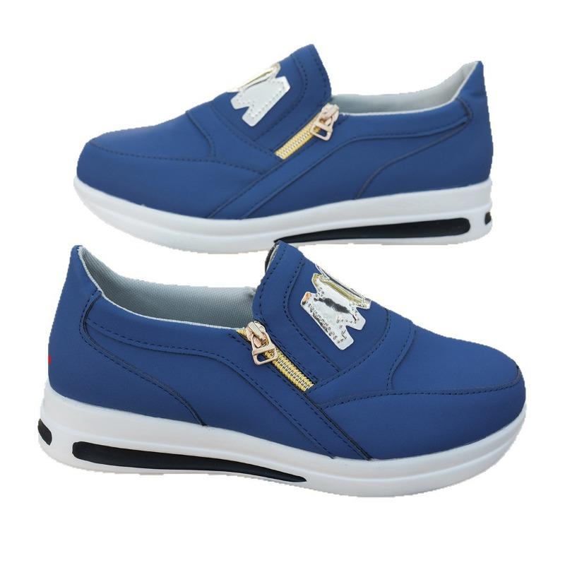 New Large-sized Sports Single-shoe Sponge Flat Side Zipper Casual Sports Shoes