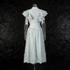 Retro Romantic Dress Set Women's Single-breasted Fly-sleeve Top + High-waist Slimming A-line Skirt