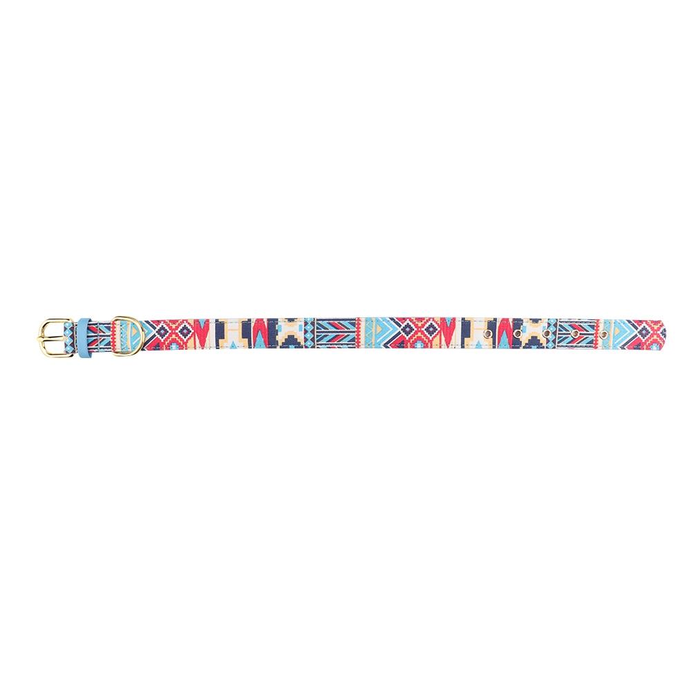 Soft Printing Pet Dog Cat Collar Strap Band Buckle Dog Training Collar (Blue S)
