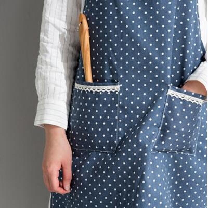 Lovely Mini Dot Apron Blue