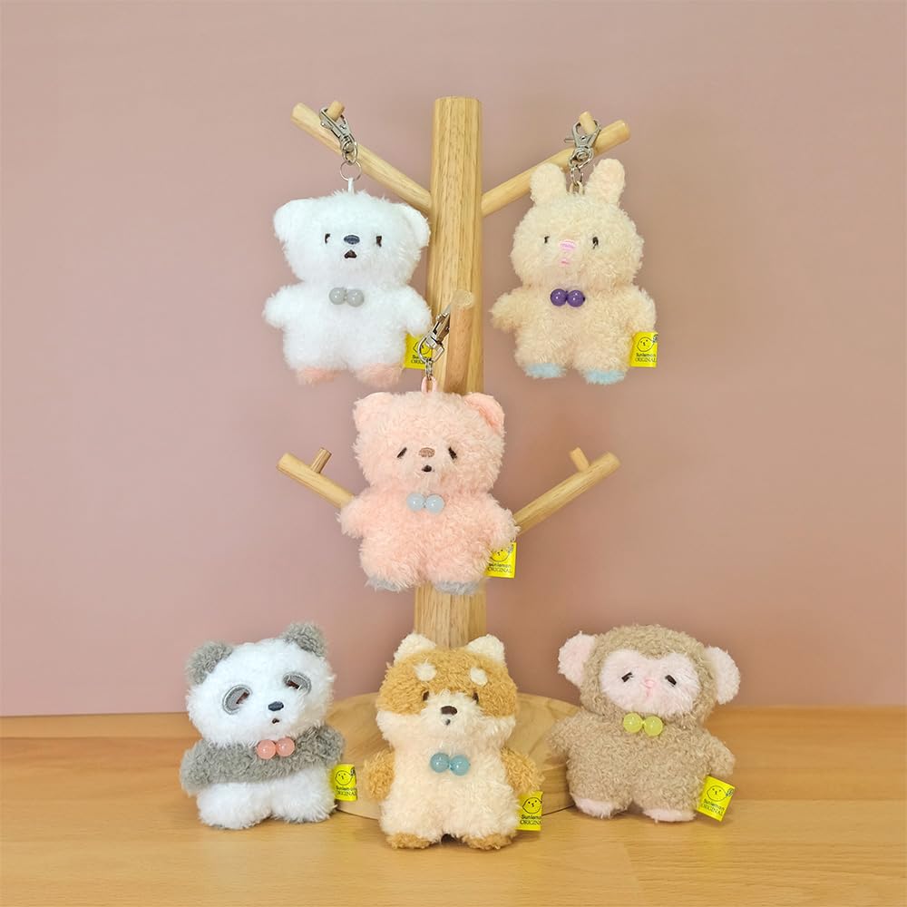 SunLemon Fluffy Watton Keychain Dog White 8 X 4 X Bag Charm Keychain Animal Plush Toy Cute 13.5cm P-1813