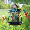 An Outdoor Hanging Bird Feeder with Hooks and Iron Mesh, Featuring Decorative Dragonfly and Flower Patterns, Suitable for Use In Gardens or