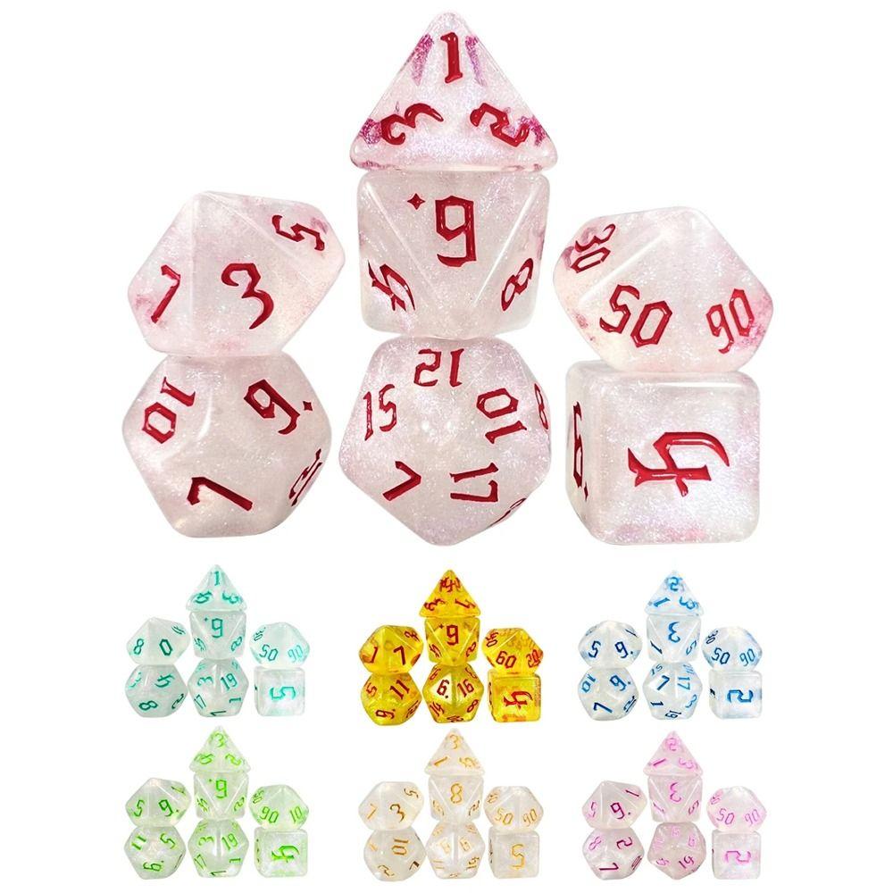 7Pcs/Set 7-Die DND Dice D4 D6 D8 D10 Game Dice Durable Polyhedral Dice  For TRPG DND