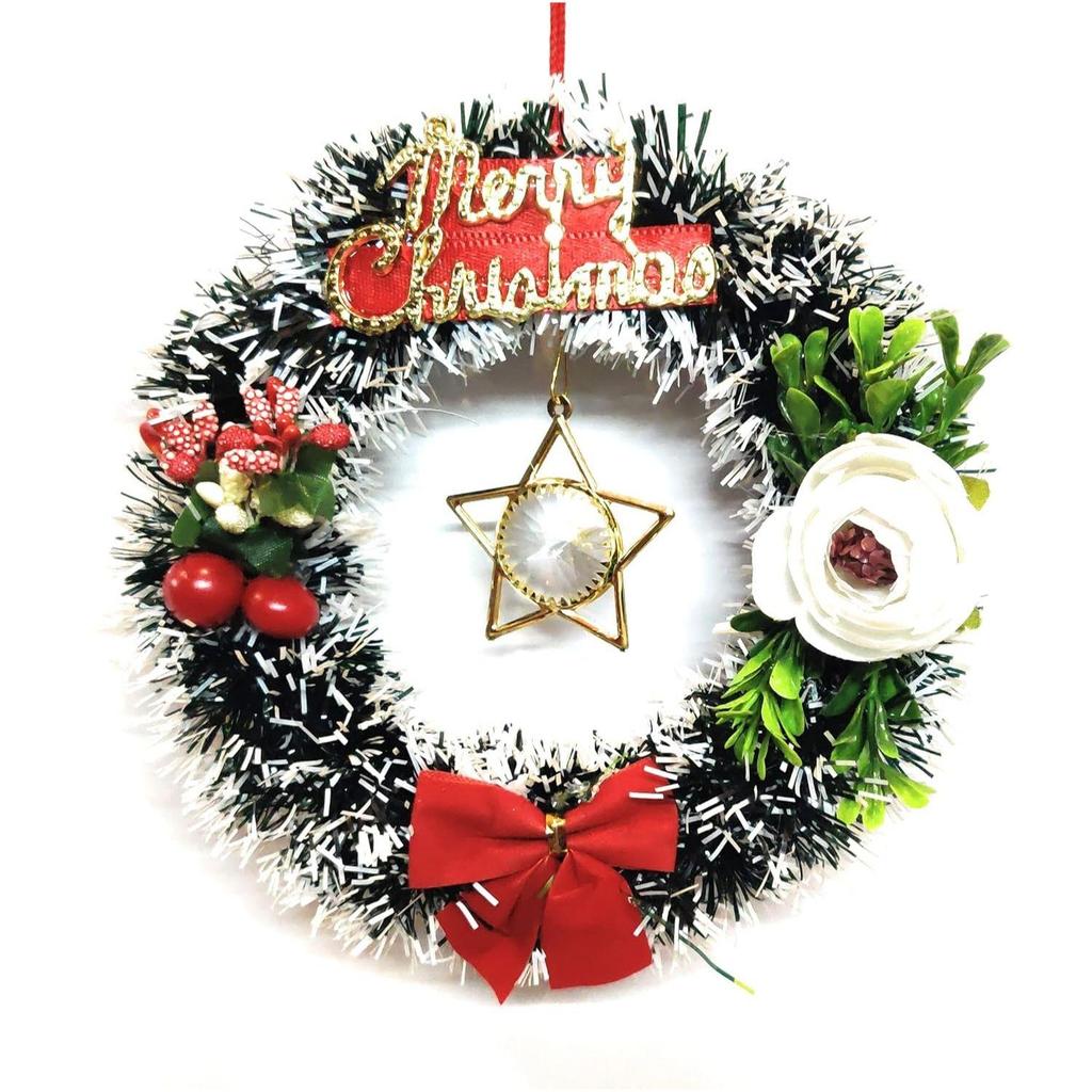 India Designer Christmas Wreath (Black Pine, 6 Inch Diameter)