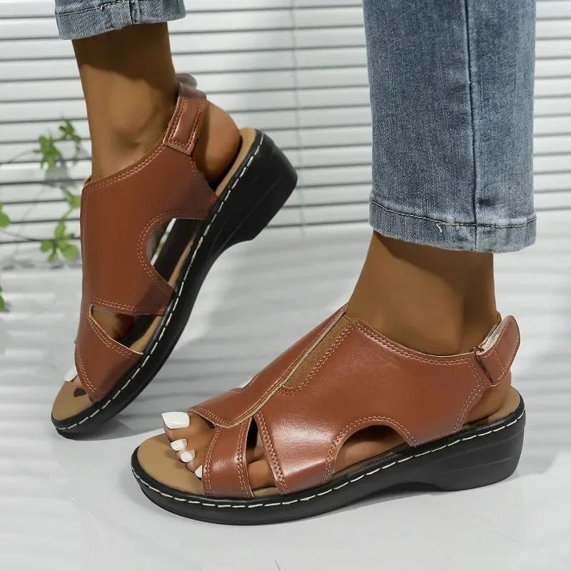 Shoes Beach Sandal Woman Luxury Suit Female Beige Summer Heels Clogs Wedge Large Size Open Toe Black Girls Platform Comfort Big